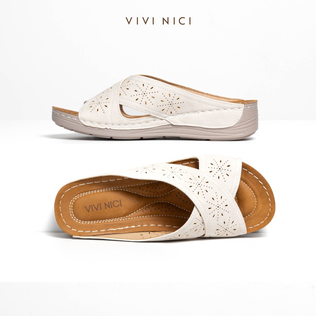 OFFICIAL VIVI NICI - ANALA SANDAL SLIP ON WEDGES WANITA HAK 5 CM