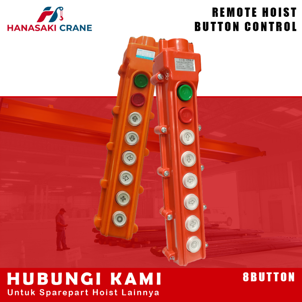 Remote Hoist Button Control 8 Tombol / Remot Crane Push Button Switch