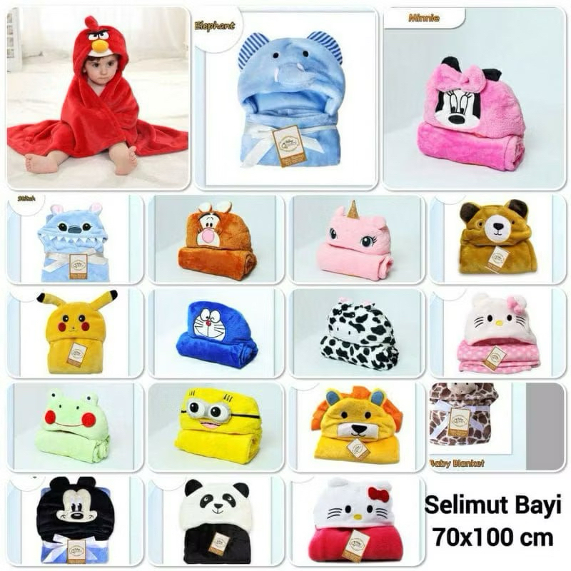 Selimut Bayi Vallery Quincy / Blanket Baby Vallery Selimut Karakter dengan Hoodie yang Lucu