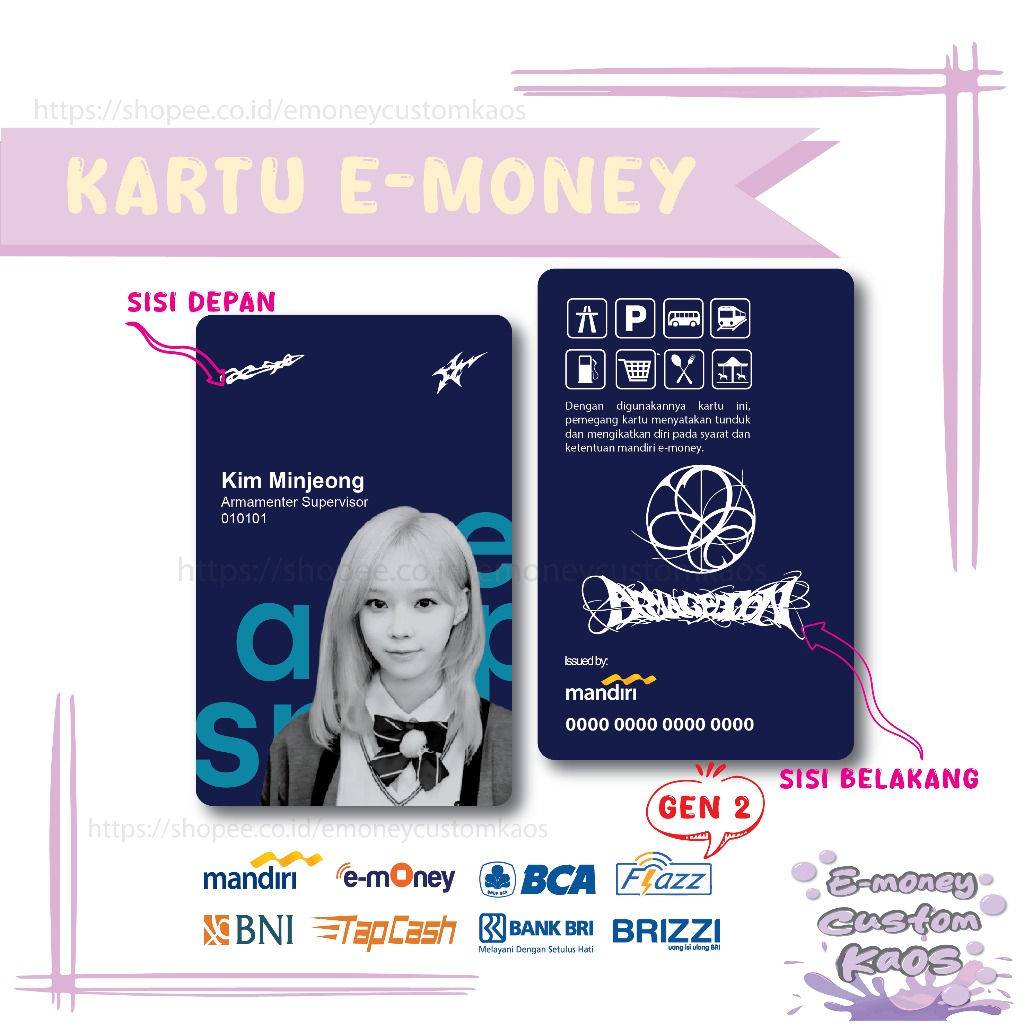 KARTU EMONEY AESPA WINTER ID CARD KPOP ETOLL MANDIRI FLAZZ BCA GEN 2 BNI TAPCASH BRIZZI BRI - 2 SISI
