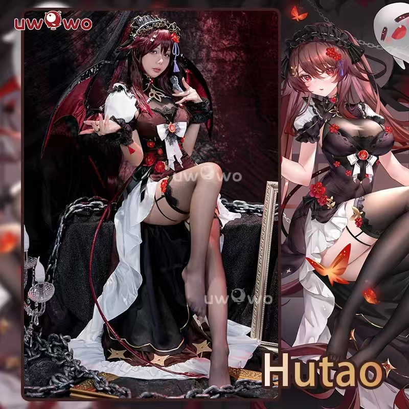 UWOWO Genshin Impact Fanart Hutao Succubus Hutao Cosplay Costume Hu Tao Costume with Wings Tail Dres