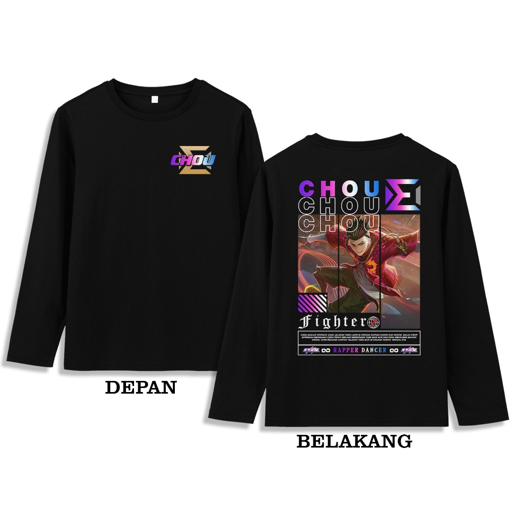 KAOS LENGAN PANJANG - MOBILE LEGENDS SKIN CHOU STUN FIGHTER BAJU MLBB