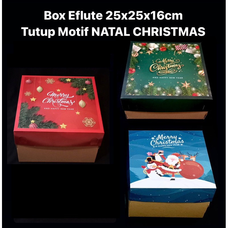

(5 pcs) Box Natal 25x25x16cm Kardus Hampers Natal Dus Cake Merry Christmas