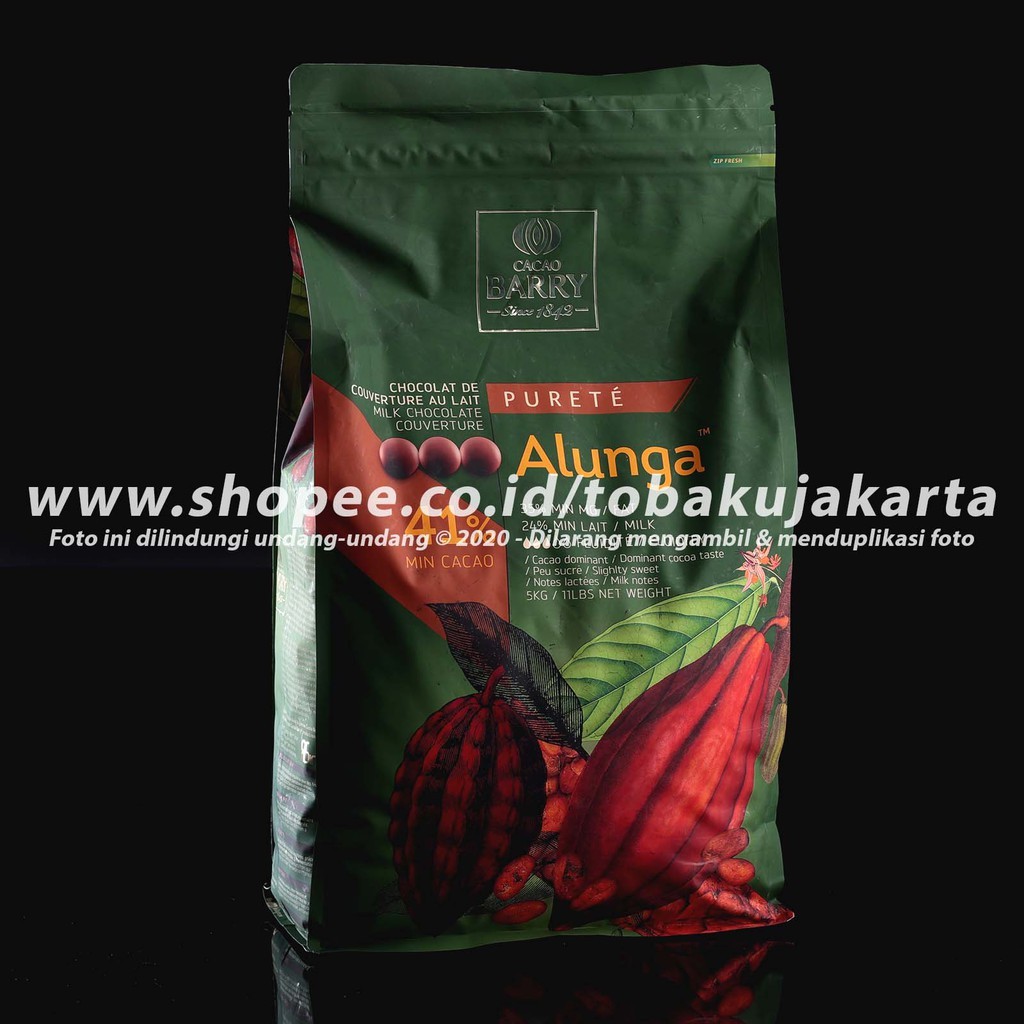 

Cacao Barry Callebaut ALUNGA 5kg Milk 41% Chocolate Couverture Cokelat
