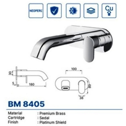 BASIN MIXER DEKKSON BM 8405 CP Keran Air Tembok Kuningan Mix Panas Dingin Wastafel Dekson BM 8405 Br