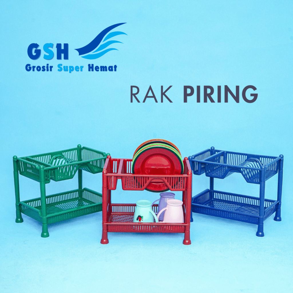 GSH - Rak Piring Plastik High Way Kombinasi Susun 2 Penyimpanan Perlengkapan Dapur Serbaguna Rak Pla