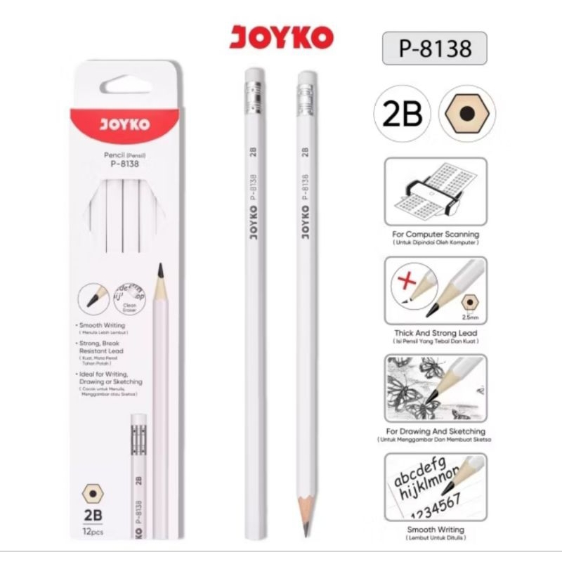 

PENCIL/PENSIL JOYKO 2B P-8138 (ISI 12 BIJI)