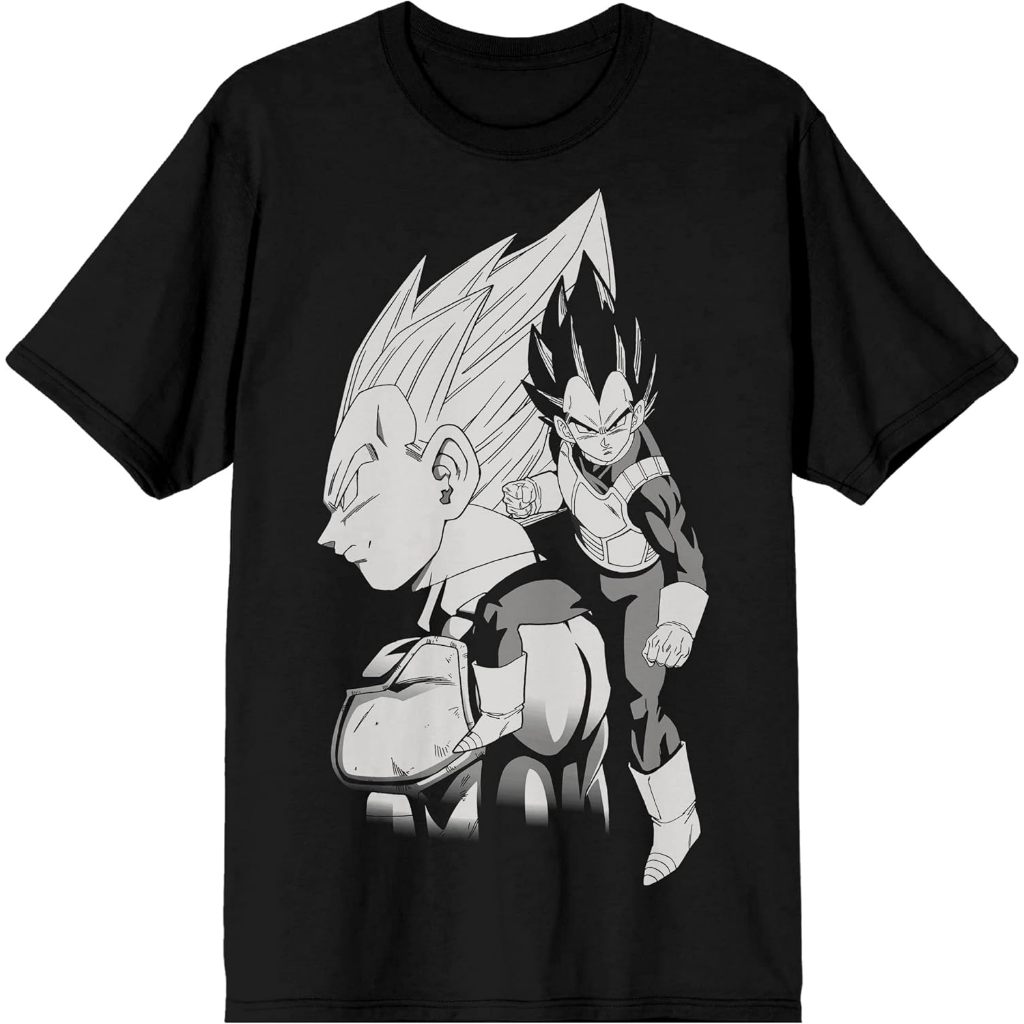 Baju Kaos Dewasa Dragon Ball Z Vegeta Black and White Character T-shirt Pakaian Fashion Atasan Distr