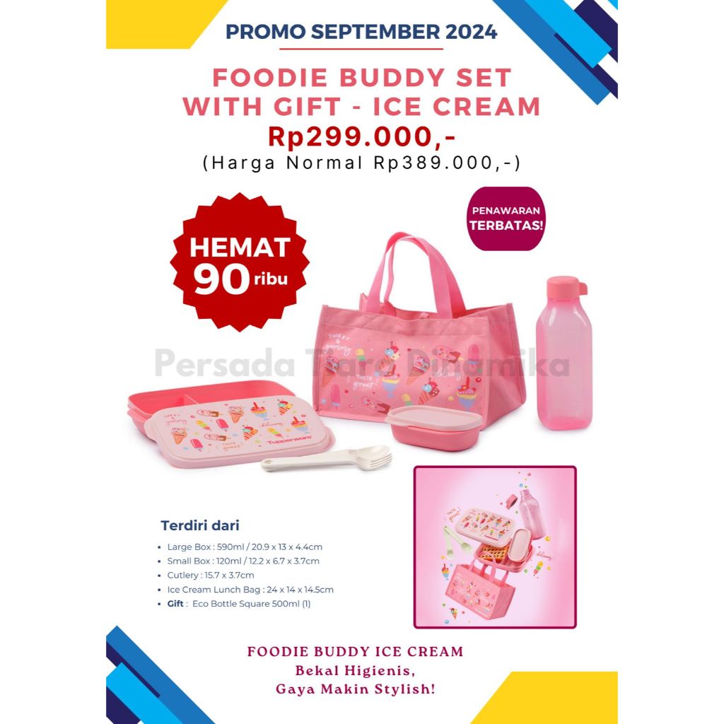 TUPPERWARE FOODIE BUDDY SET GRATIS ECO BOTTLE SQUARE 500ML (1)