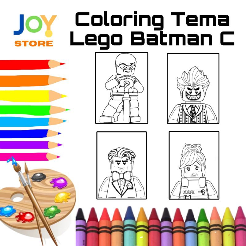 

Kertas Gambar Mewarnai Anak ukuran A4 dan A5 150 gsm - Coloring Paper Tema Balok Blok Game Batman C Toko Joy Store