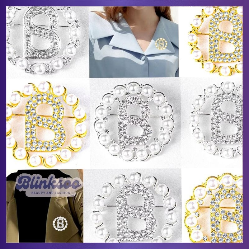 BROS BUTTON PLAT B / Pin Hijab Wanita / Button Mutiara 8 ml / Bros untuk hijab
