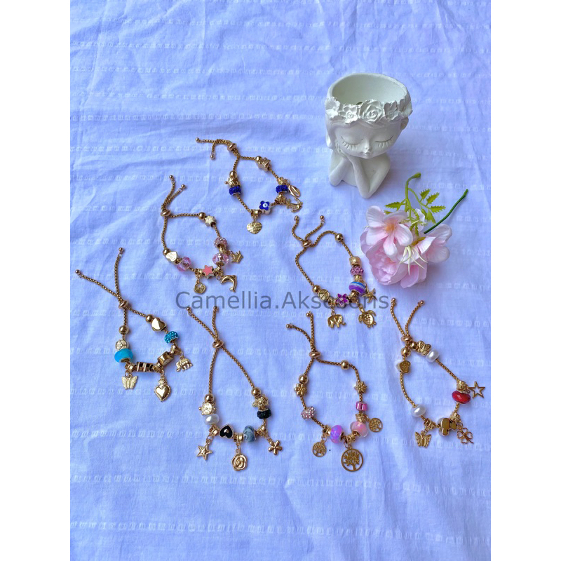 Gelang Pandora serut gold