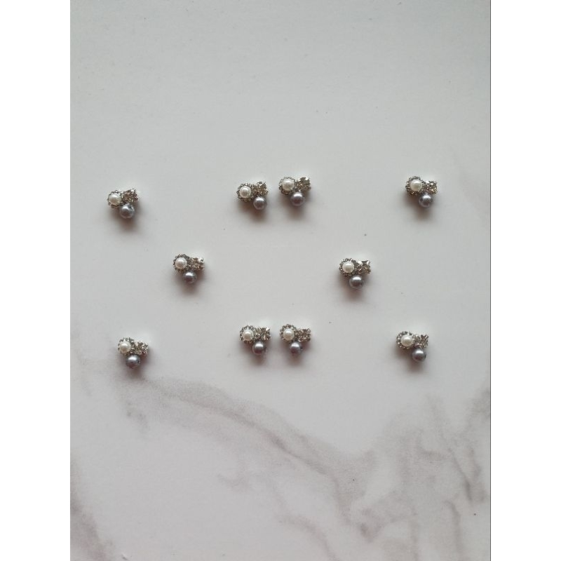 10pcs Payet rangkai premium mutiara bunga kristal ABU