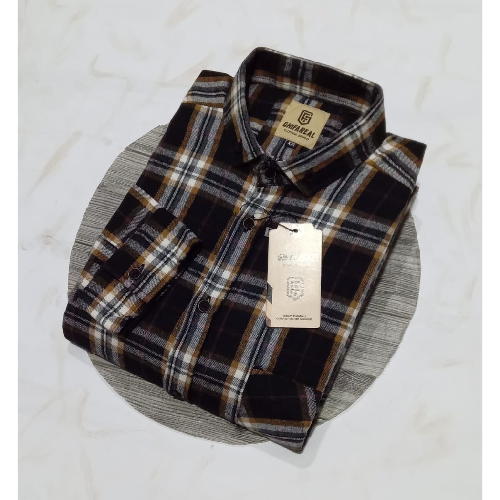 kemeja atasan pria cowo flanel motif kotak lengan panjang ukuran jumbo XXL XXXL XXXXL big size overs