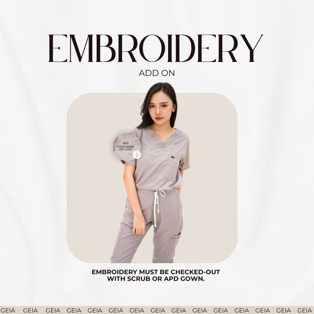 BORDIR NAMA | BORDIR LOGO | BAJU DOKTER | Baju Oka | Baju OK | Baju Perawat | Scrub Medis Dokter | B
