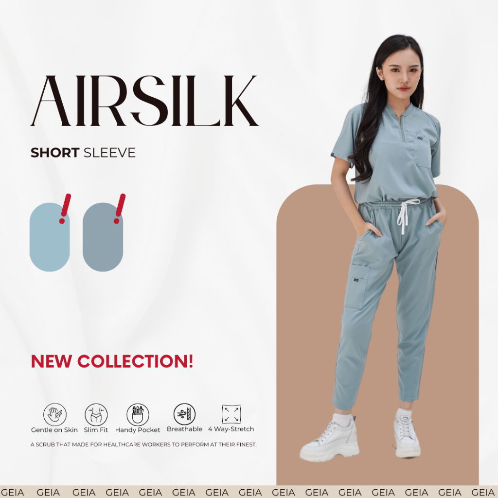 SCURB [AIRSILK] GEIA Scrub Dokter | Scrubs Dokter | Baju Dokter | Baju Oka | Baju OK | Baju Perawat 