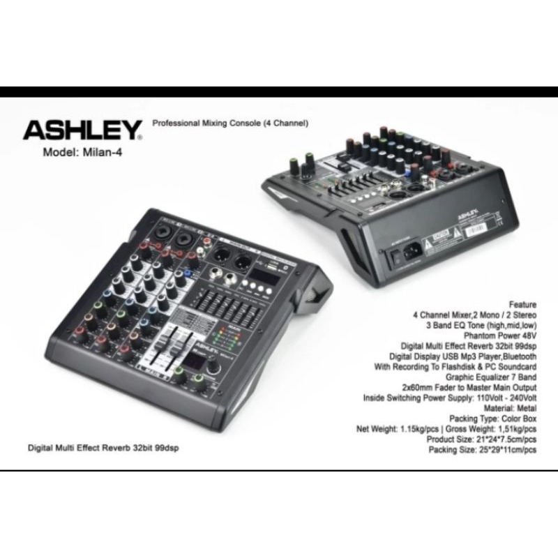 Mixer Audio ASHLEY MILAN-4 ORIGINAL 4CH NEW 32bit 99DSP