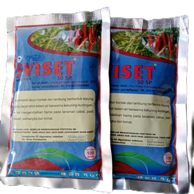 EVISET 50 SP Tiosiklam Hidrogen Oksalat 100 gram, ampuh basmi wereng trips kutu kebul tungau