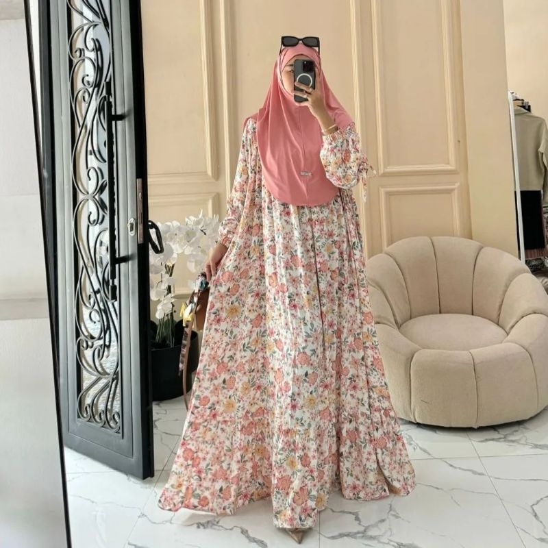 Gamis Set Khimar | Gamis Maxy Set Hijab | Inara Set Hijab