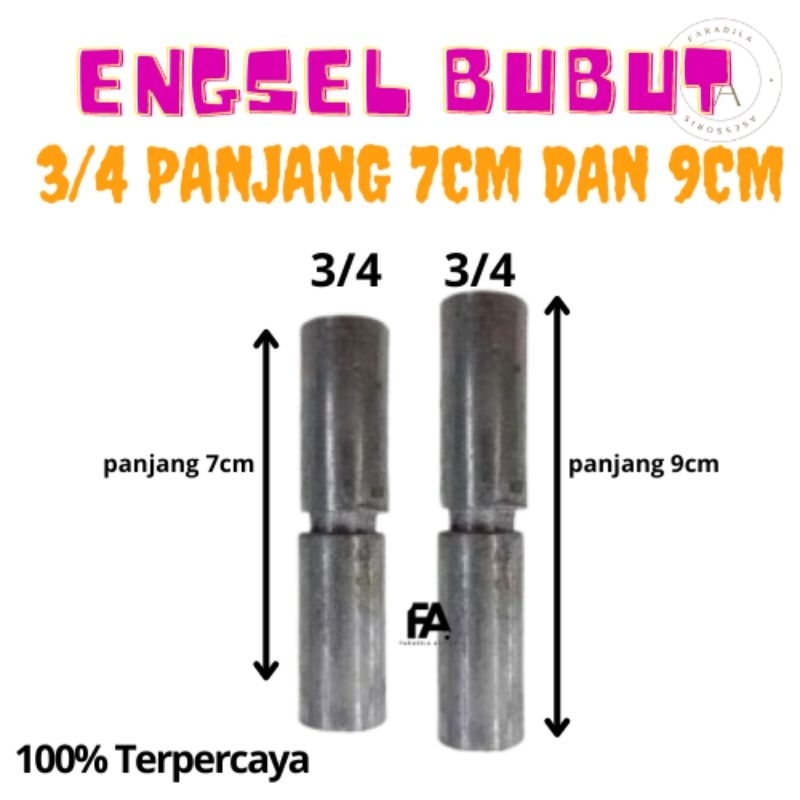 promo engsel bubut 3/4 panjang 7cm_panjang 9cm pintu pagar/engsel bubut pintu pagar