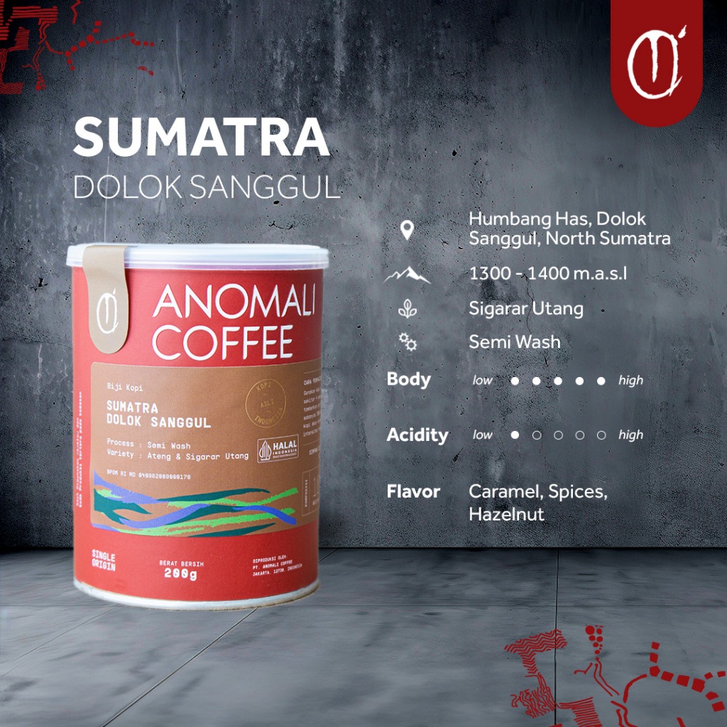 

Anomali Coffee Biji Kopi Sumatra Dolok Sanggul 200 gram