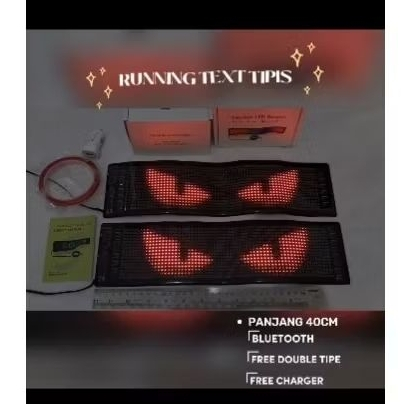 RUNNING TEXT TIPIS FLEXIBLE 12V 24V FREE CHARGER ADAPTOR 40cm