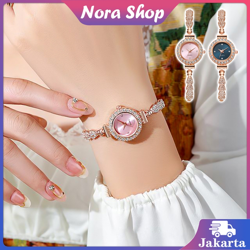 Jam Tangan Rantai Wanita Jam Tangan Serut Mewah Fashion Jam Tangan Analog Jam Tangan Tali Serut