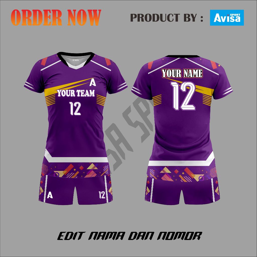 Jersey Set Voli Pria/Wanita Full Printing
