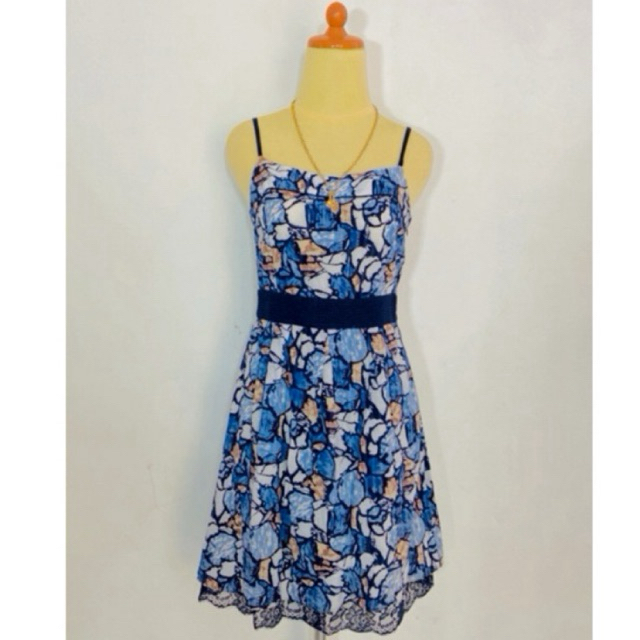 Dress wanita mewah vintage premium bahan katun tebal mix brukat brokat motif abstrack cantik model t