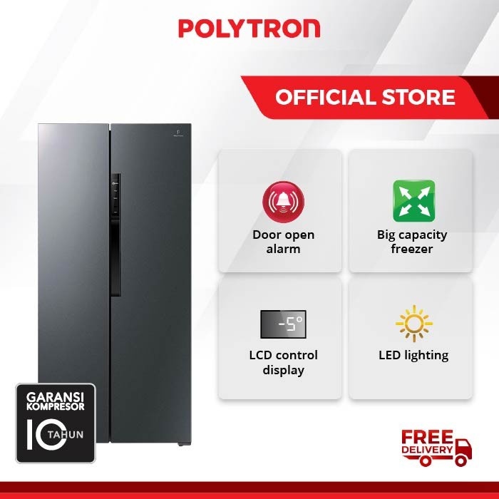 LEMARI ES POLYTRON PRS 460B / POLYTRON KULKAS SIDE BY SIDE PRS 460B [460 LITER]