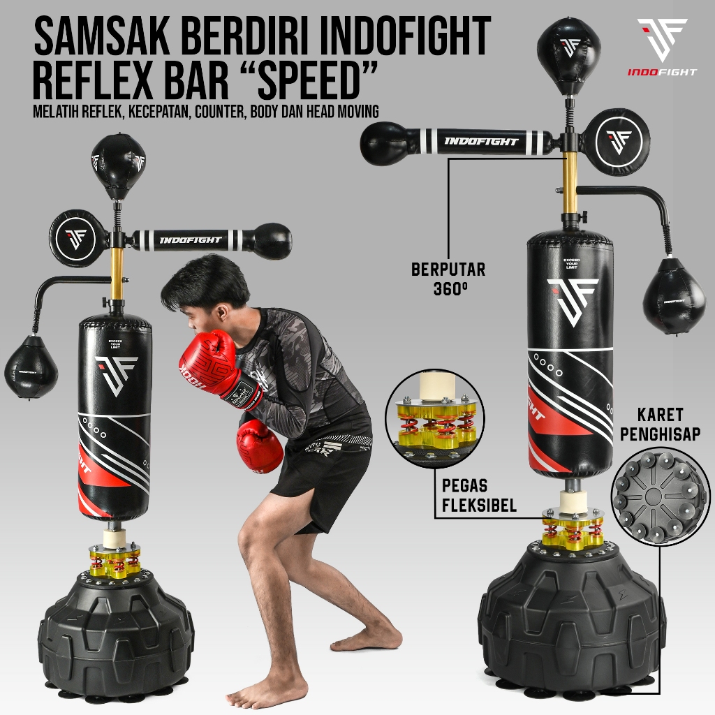 Samsak Berdiri Indofight Samsak Berdiri Reflek Bar Boxing Speed Ball Indofight Samsak Tinju Indofigh