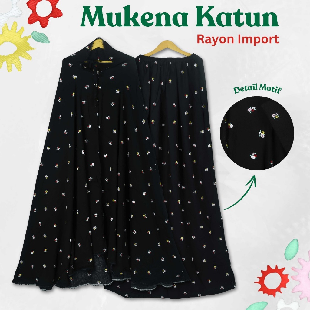 Mukena Katun Bahan Rayon Import Premium Warna Hitam Elegan Harga Terjangkau Kualitas Terbaik