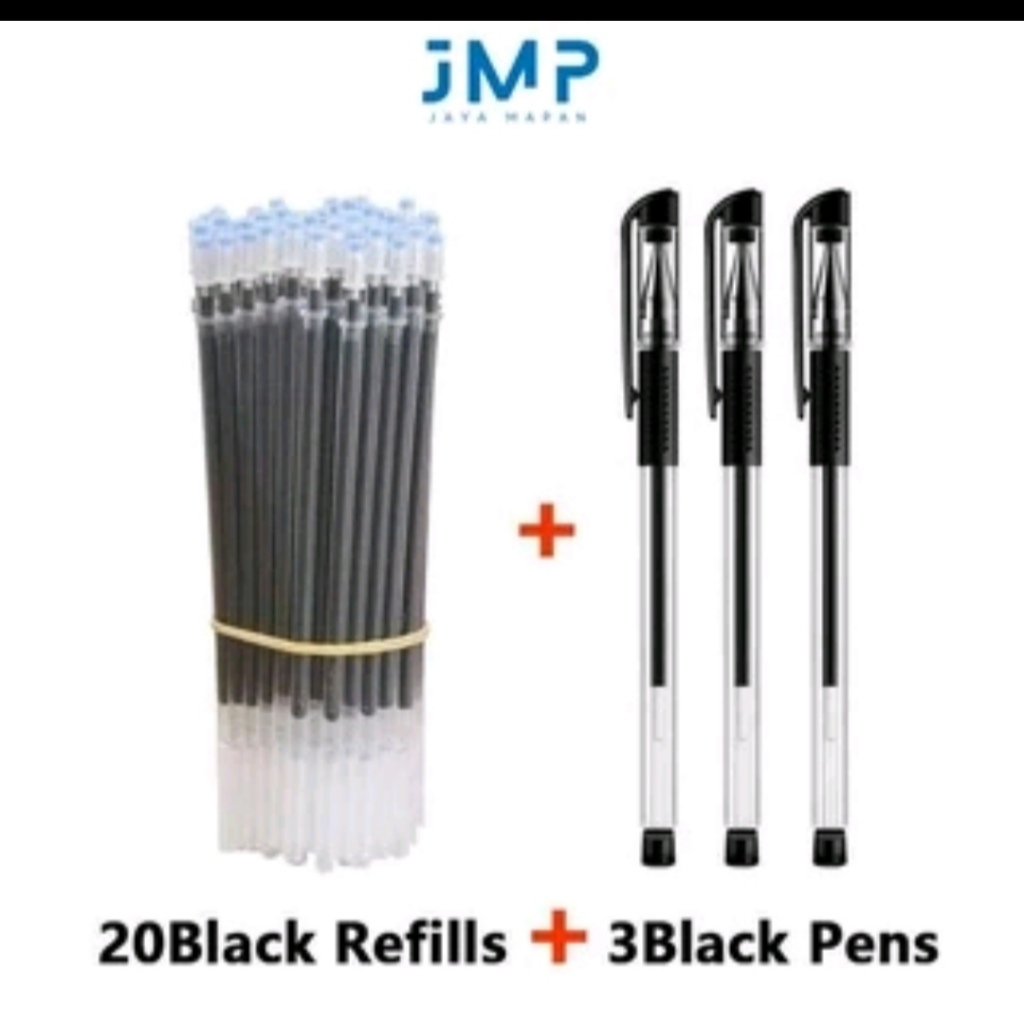 

Set 3 pulpen + 20 reffil warna hitam/pulpen murah