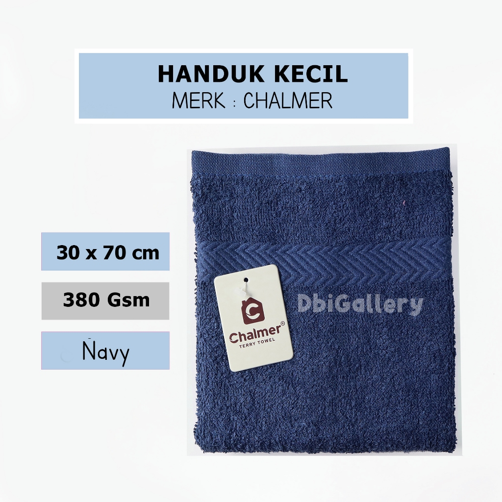 Handuk Kecil 30x70 Merek Chalmer Warna Navy Polos