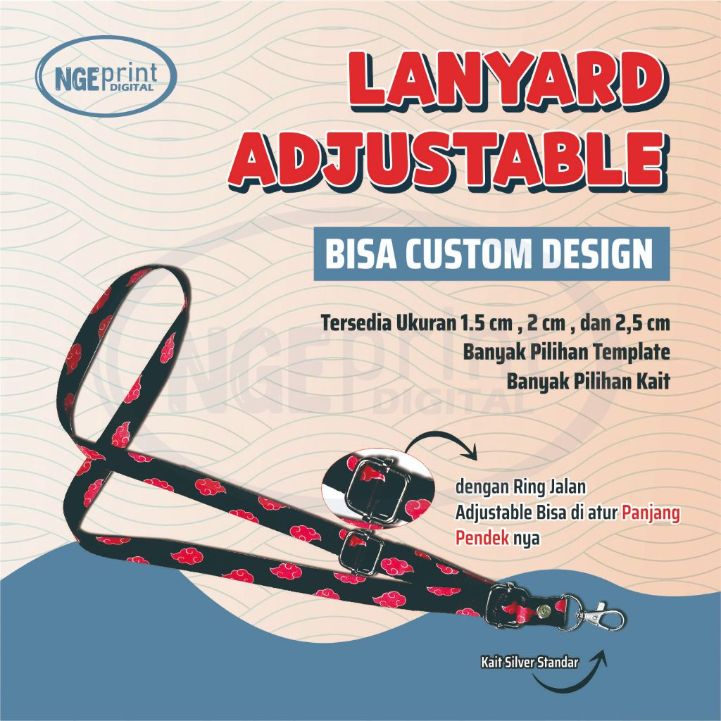 

Tali Lanyard Adjustable Custom Unik Free Design / Tali Lanyard Adjustable Name Tag Murah / Lanyard Adjustable Custom Bahan Premium