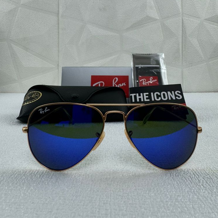 KACAMATA ORIGINAL RAYBAN AVIATOR RB 3025 SMALL 58 GOLD MIRROR BLUE ORIGINAL