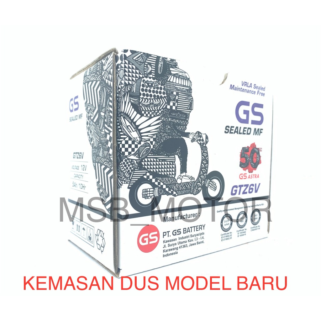 Accu / Aki GS ASTRA GTZ6V ORIGINAL VARIO 125 VARIO 150 CB150R