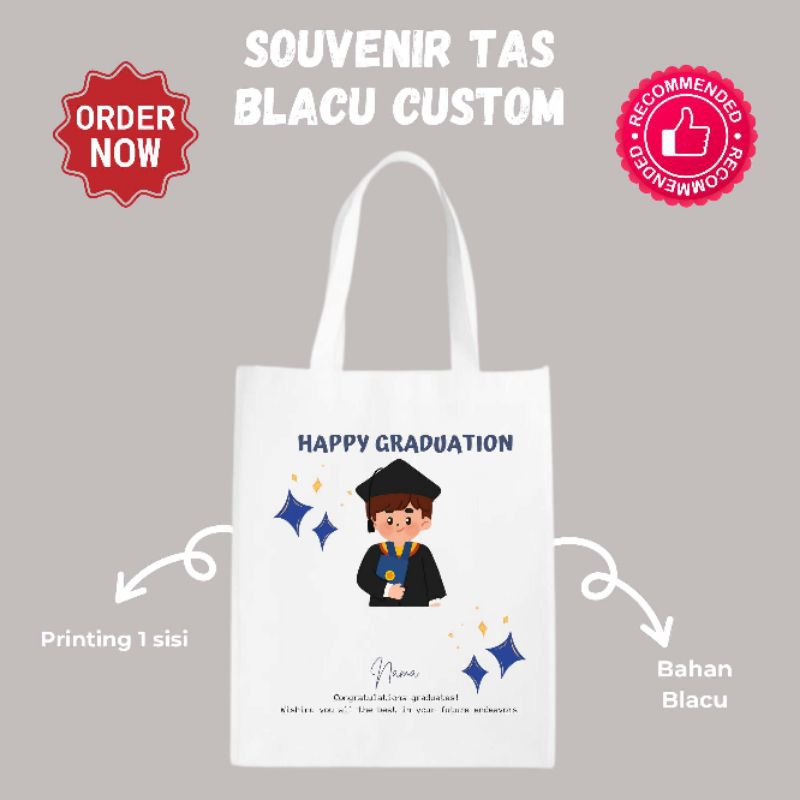 Souvenir Hampers Totebag Tas Blacu Printing Graduation Custom