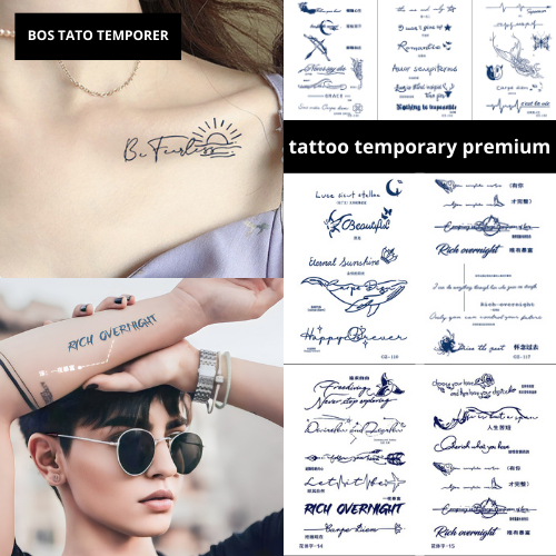 PREMIUM TATTOO TEMPORARY TATO TEMPORER SEMI PERMANEN FRUIT INK MOTIF TULISAN MINIMALIS KARAKTER MINI