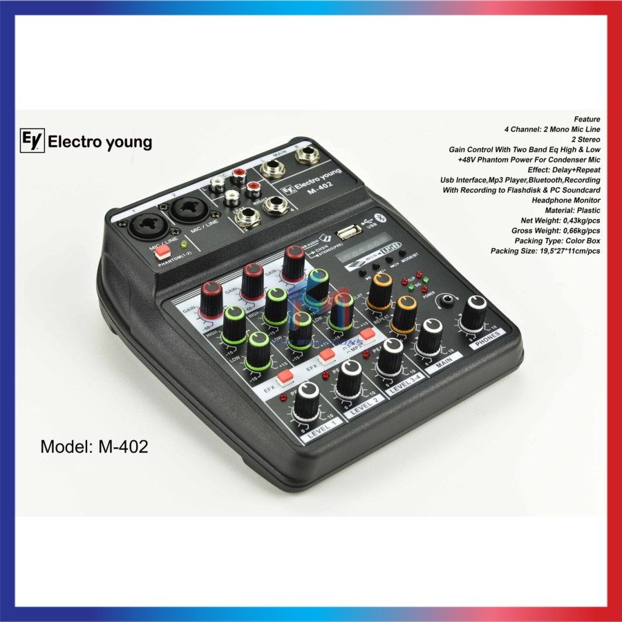 Mixer Electro Young M402 M 402 4 Channel ORIGINAL GARANSI