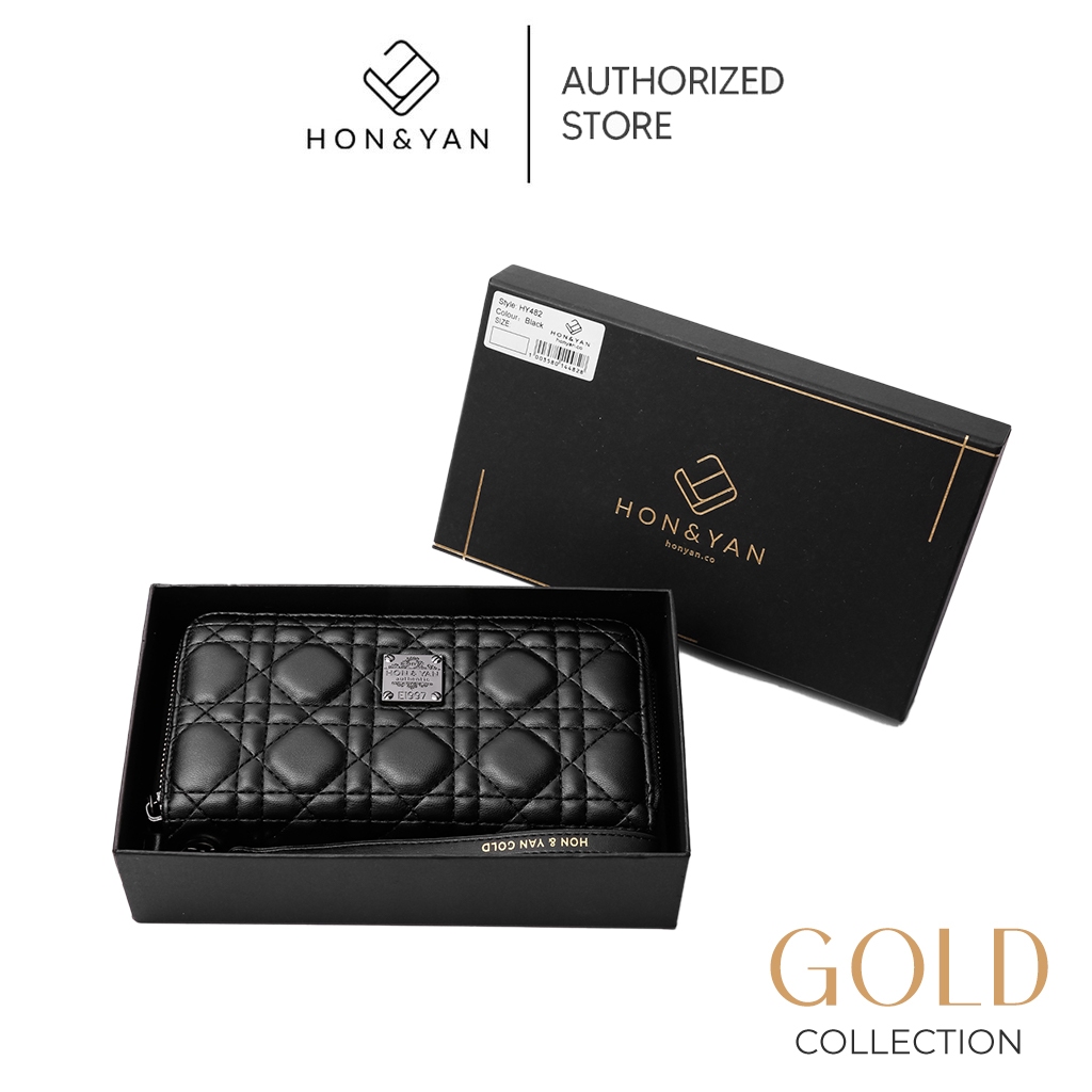 HON&YAN-[GOLD ] 2 Zip Dompet Panjang Wanita Import Original Branded Terbaru Resleting  - Zalmore Lon