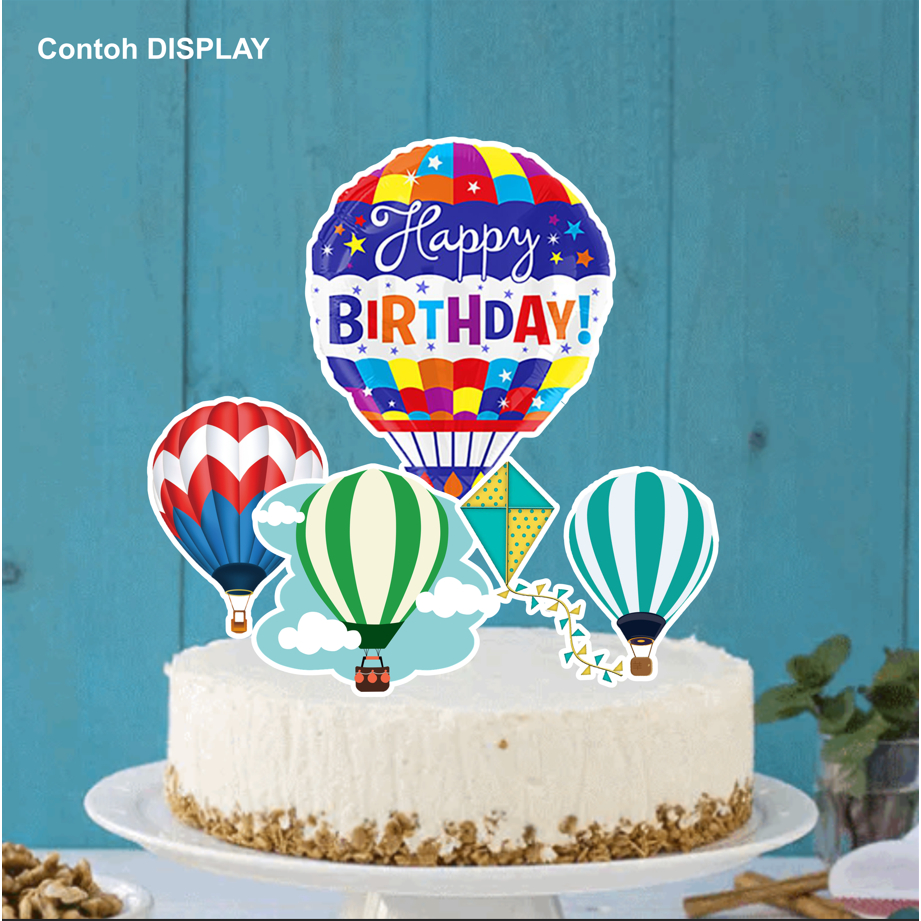 Topper Kue Cake Kertas Balon Udara Lucu Keren Kartun