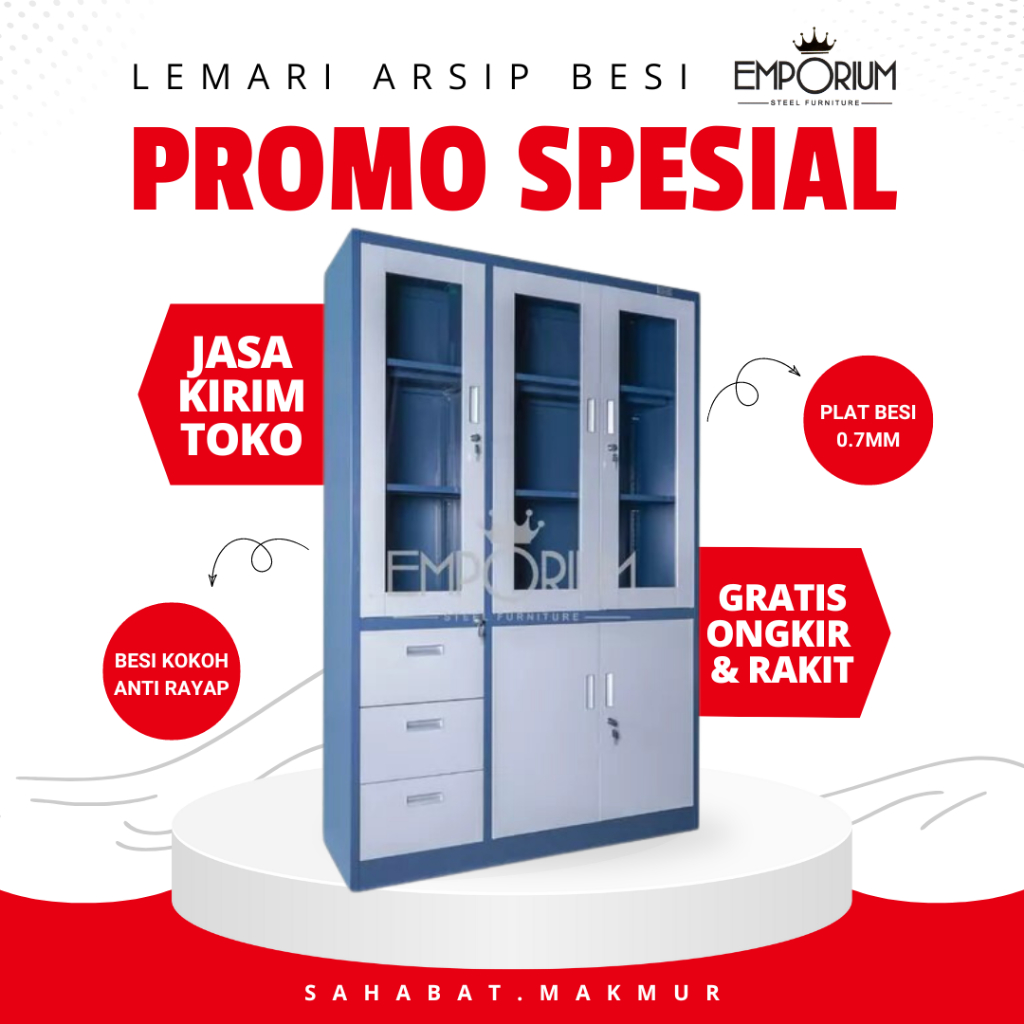 Lemari Arsip Kantor Emporium EC-101. Lemari Arsip Pintu Swing, Lemari Arsip Besi 120 x 40 x 185cm