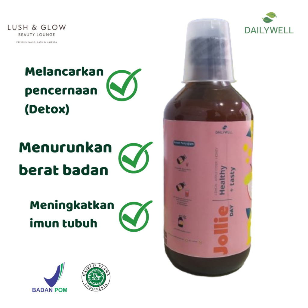 

Lush and Glow x Dailywell Jollie Day 325ml Minuman Jus Herbal Slimming and Detox Bpom dan Halal [Menurunkan Berat Badan]