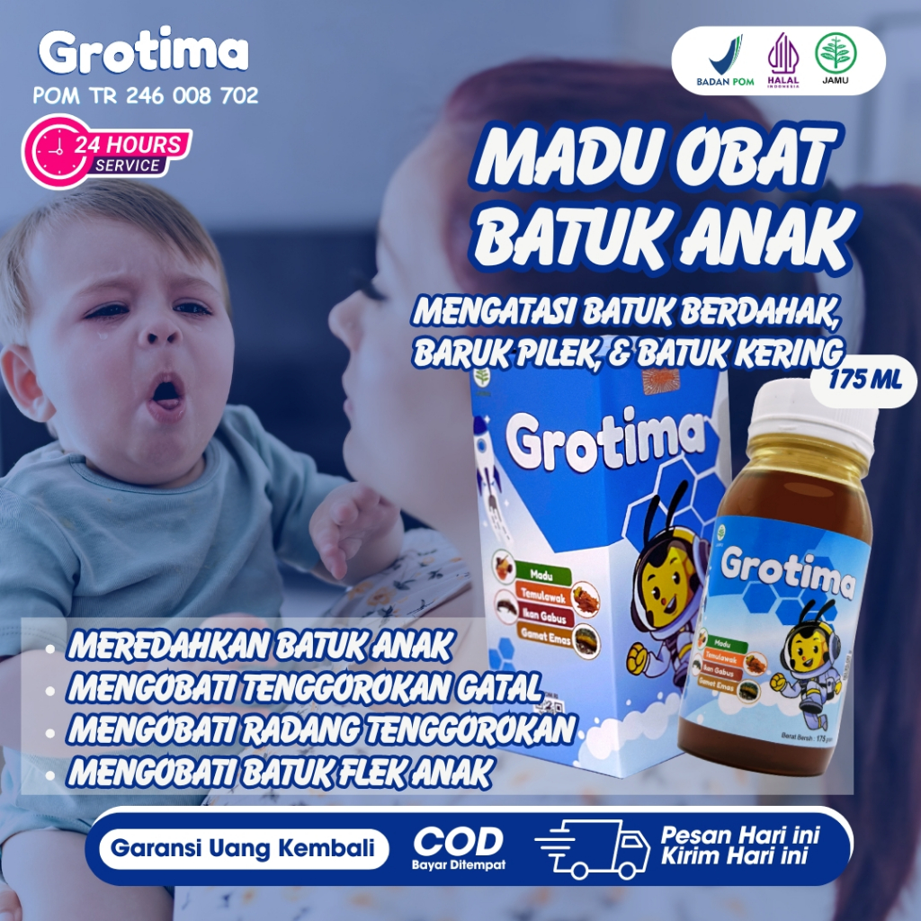 Grotima 175 ml - Obat Batuk Anak / Batuk Kering / Batu Berdahak / Batuk Pilek dan Demam Anak