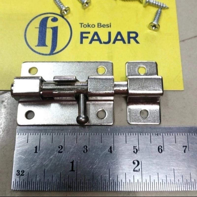 Grendel slot 4 cm kunci pintu jendela kecil mini tebal kuat 2 inch