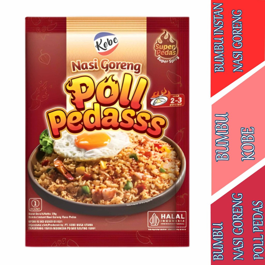 

Bumbu Nasi Goreng Poll Pedas - Kobe - Bumbu Instan Nasi Goreng - 20gr