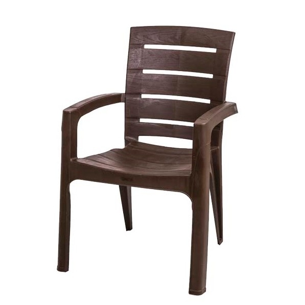 Furniplas Wapolin Kursi Plastik Teras Bangku Taman Senderan Motif Kayu Warna Coklat Ukuran 61 x 62 x