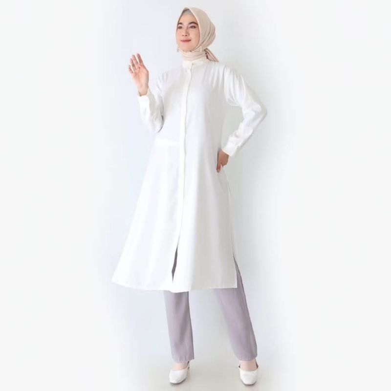 Long tunik Wanita / Baju Atasan Tunic polos jumbo Busui / Tunik muslim Wanita Panjang Bahan Adem