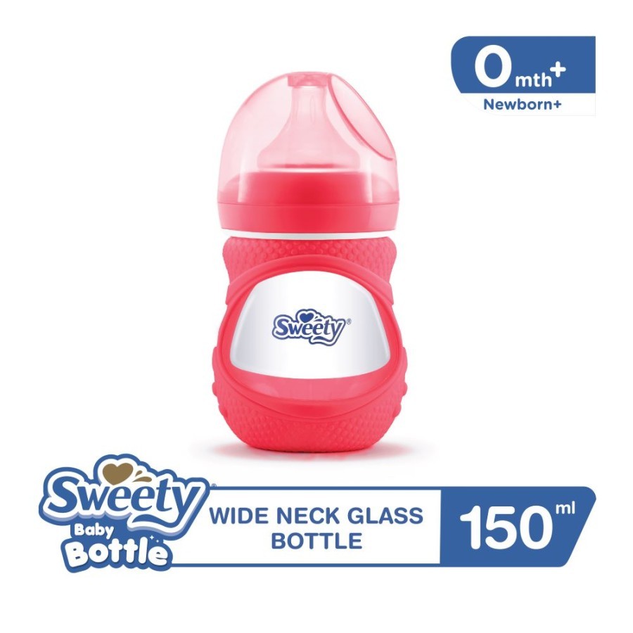 Sweety Baby Bottle Wide Neck Glass Bottle 150ml Botol Susu Kaca Dot